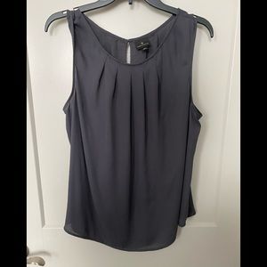 Worthington Pleated Dark Gray/Charcoal Blouse